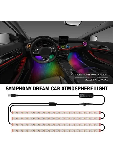 150 mA 4Pcs Car 72LED Underglow Light Multi-color Bluetooth APP Control USB Car Decorative Lamp Underbody LED Strip Lights N2U-72 