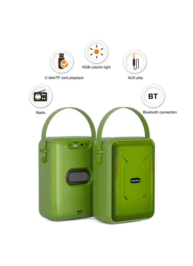 1200mAh Portable Rechargeable Bluetooth Speaker FM Radio RGB Light Wireless Music Subwoofer WJ-B88 - Red