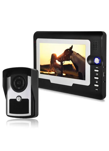 810FC11 7-inch Video Viewer Door Bell Night Vision Camera Home Security Smart Doorbell, EU Plug