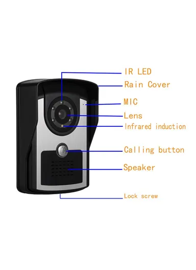 810FC11 7-inch Video Viewer Door Bell Night Vision Camera Home Security Smart Doorbell, EU Plug