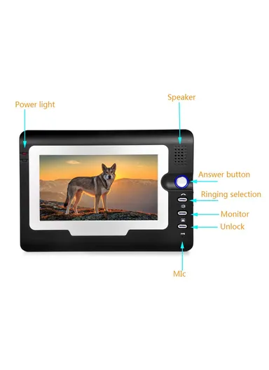 810FC11 7-inch Video Viewer Door Bell Night Vision Camera Home Security Smart Doorbell, EU Plug