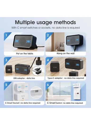 Smart Wireless Doorbell 4-Gear Volume Waterproof Home Door Bell, 2 Receiver + 2 Buttons (CE is applying) - White