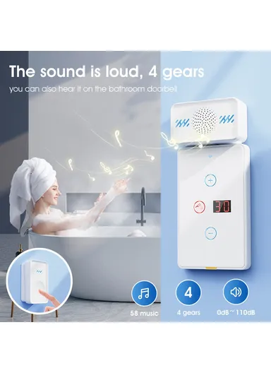 Smart Wireless Doorbell 4-Gear Volume Waterproof Home Door Bell, 2 Receiver + 2 Buttons (CE is applying) - White