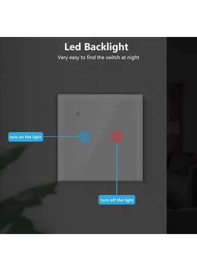 2 Gang WiFi + Bluetooth Dual Mode APP Voice Control Smart Touch Wall Switch DS-101JL-2 (L8.6 x W8.6 x D3.5)cm - Grey
