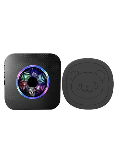 Wireless Door Bell Home Elderly Care Flashing Adjustable Volume Doorbell, 1 Transmitter+1 Receiver - EU Plug N65Q-1T1 - Black