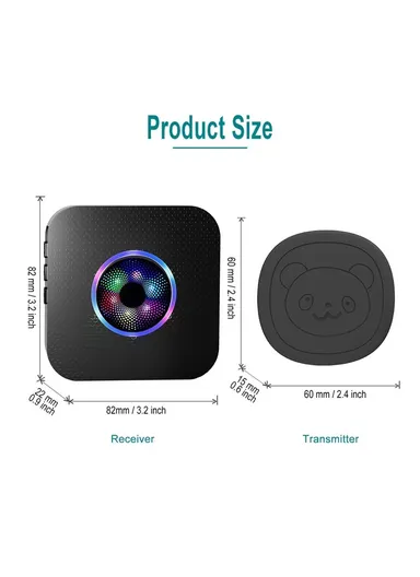 Cartoon Wireless Door Bell 55 Ringtones Flashing Elderly Care Home Doorbell, 1 Transmitter+2 Receiver - EU Plug N65Q-1T2  - White