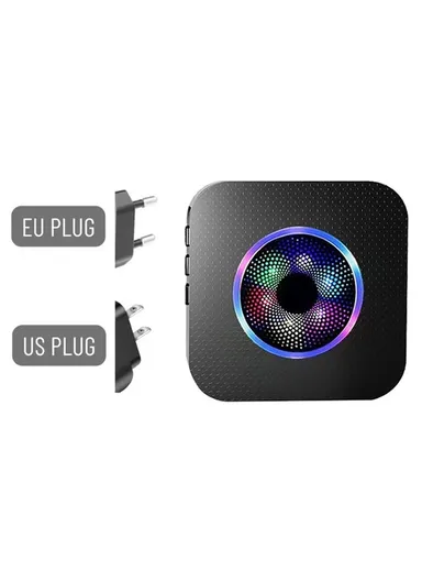Cute Cartoon Wireless Door Bell 55 Ringtones Flashing Home Doorbell, 2 Transmitter+2 Receiver - EU Plug N65Q-2T2 - Black