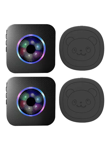 Cute Cartoon Wireless Door Bell 55 Ringtones Flashing Home Doorbell, 2 Transmitter+2 Receiver - EU Plug N65Q-2T2 - Black