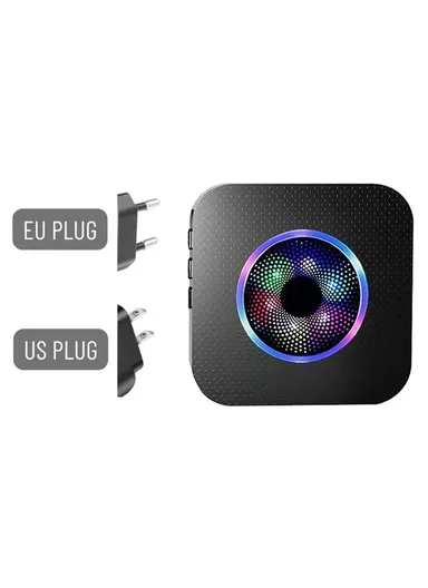 Wireless Door Bell Elderly Care Flashing Adjustable Volume Home Doorbell, 2 Transmitter+1 Receiver - EU Plug N65Q-2T1 - Black