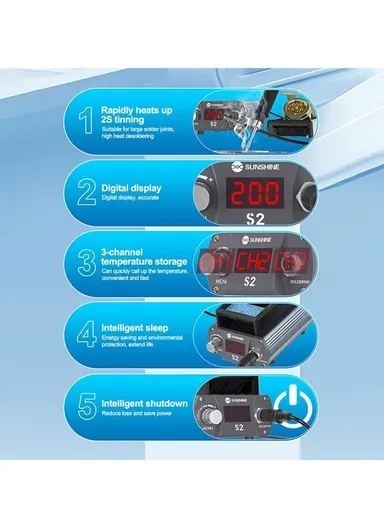 Precise Soldering Station Digital Display Soldering Station for C210 Soldering Iron Tips S2 - EU Plug