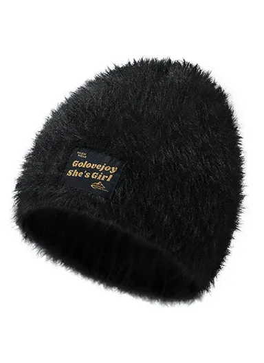 Women's Faux Mink Fur Winter Hat Windproof Warm Ear Protection Cap With High Elasticity One Size DMZ97 - Black