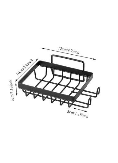 6Pcs / Set 6-Hook Style Punch-Free Carbon Steel Storage Basket Bathroom Draining Organization Rack