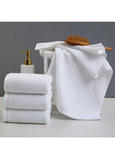 70CMX140CM Cotton Towel Super Absorbent Lightweight Washcloth for Hotel Home Bathroom Spa Gym - White 