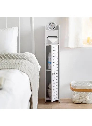 Single Door 80x15x17cm Bathroom Gap PVC Storage Cabinet Toilet Paper Holder Toilet Side Floor Cabinet