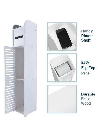 Single Door 80x15x17cm Bathroom Gap PVC Storage Cabinet Toilet Paper Holder Toilet Side Floor Cabinet