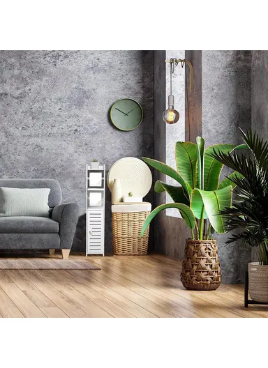 76x17x17cm Single Door with 2 Scroll Bathroom Gap PVC Storage Cabinet Toilet Paper Holder Toilet Side Floor Cabinet