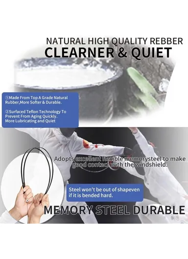 17" 2Pcs Universal Three-Stage Car Wiper Blade ABS + Rubber Noiseless Vehicle Wiper Blade