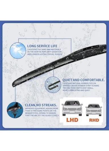 17" 2Pcs Universal Three-Stage Car Wiper Blade ABS + Rubber Noiseless Vehicle Wiper Blade
