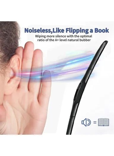 19" 2Pcs Universal Three-Stage Car Wiper Blade ABS + Rubber Noiseless Vehicle Wiper Blade