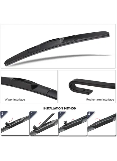19" 2Pcs Universal Three-Stage Car Wiper Blade ABS + Rubber Noiseless Vehicle Wiper Blade