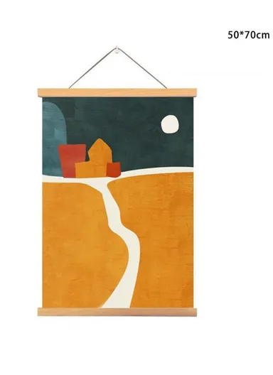 50x70cm Wall Art Hanging Scroll Painting Canvas + Wood Prints Decoration for Home Bedroom Living Room - GH252-1