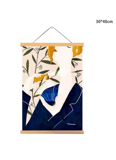 30x40cm Wall Art Hanging Scroll Painting Canvas + Wood Prints Decoration for Home Bedroom Living Room - GH252-5