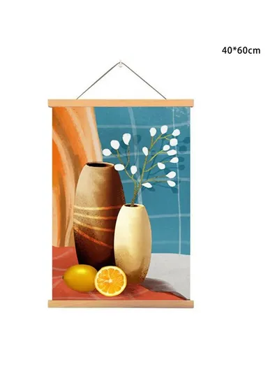 40x60cm Wall Art Hanging Scroll Painting Canvas + Wood Prints Decoration for Home Bedroom Living Room - GH252-6