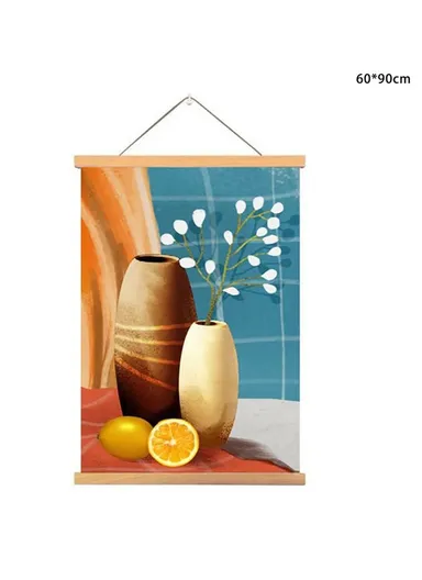 60x90cm Wall Art Hanging Scroll Painting Canvas + Wood Prints Decoration for Home Bedroom Living Room - GH252-6
