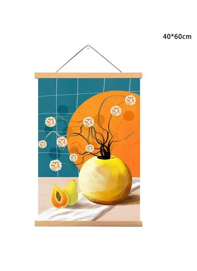 40x60cm Wall Art Hanging Scroll Painting Canvas + Wood Prints Decoration for Home Bedroom Living Room - GH252-7