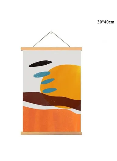 30x40cm Wall Art Hanging Scroll Painting Canvas + Wood Prints Decoration for Home Bedroom Living Room - GH252-8