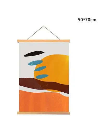 50x70cm Wall Art Hanging Scroll Painting Canvas + Wood Prints Decoration for Home Bedroom Living Room - GH252-8