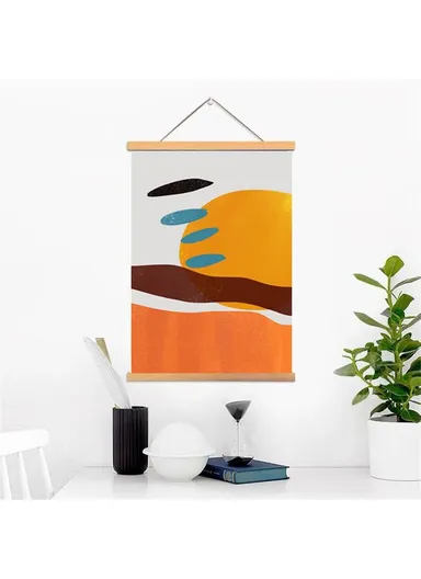 60x90cm Wall Art Hanging Scroll Painting Canvas + Wood Prints Decoration for Home Bedroom Living Room - GH252-8