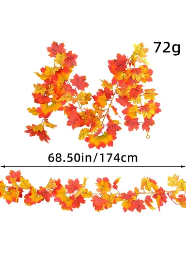 174cm Artificial Autumn Maple Leaf Garland Hanging Decoration for Thanksgiving Day