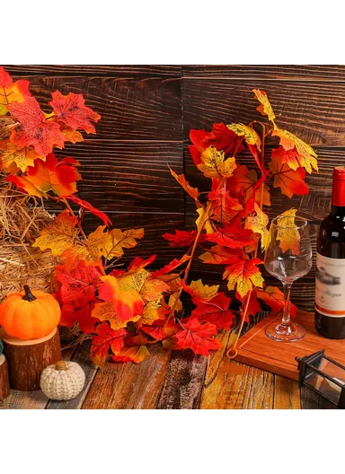 174cm Artificial Autumn Maple Leaf Garland Hanging Decoration for Thanksgiving Day