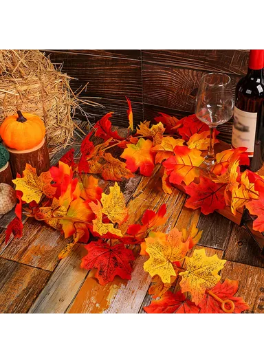 174cm Artificial Autumn Maple Leaf Garland Hanging Decoration for Thanksgiving Day