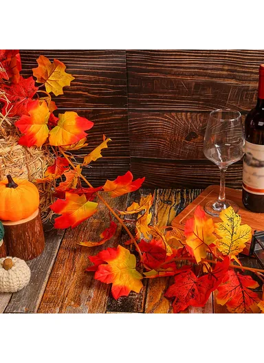 174cm Artificial Autumn Maple Leaf Garland Hanging Decoration for Thanksgiving Day