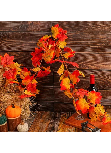 174cm Artificial Autumn Maple Leaf Garland Hanging Decoration for Thanksgiving Day