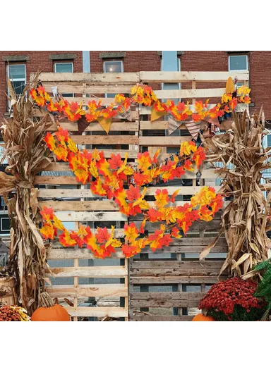 174cm Artificial Autumn Maple Leaf Garland Hanging Decoration for Thanksgiving Day