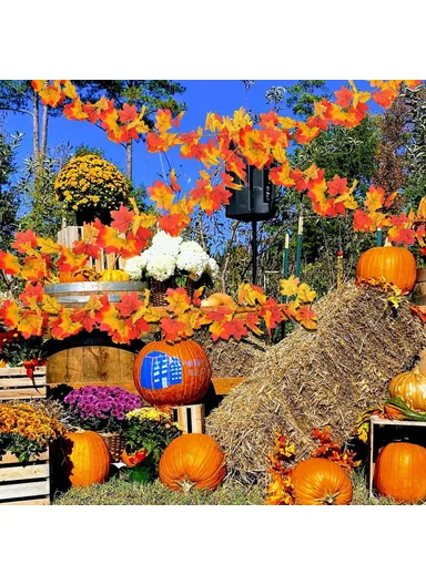 174cm Artificial Autumn Maple Leaf Garland Hanging Decoration for Thanksgiving Day
