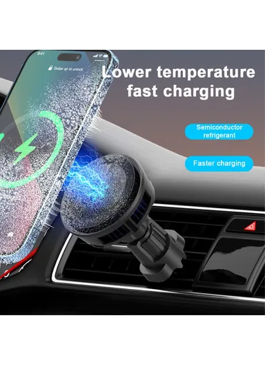 Q7 Semiconductor Cooling Car Air Vent 15W Magnetic Wireless Charger with RGB Light