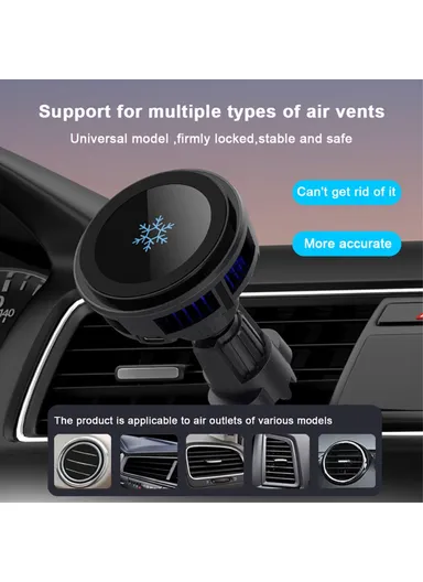 Q7 Semiconductor Cooling Car Air Vent 15W Magnetic Wireless Charger with RGB Light