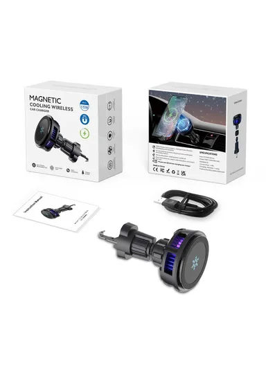 Q7 Semiconductor Cooling Car Air Vent 15W Magnetic Wireless Charger with RGB Light
