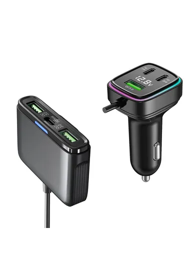 Cable Cigarette Lighter Splitter Car Charger Adapter with Multiple Type-C USB Outputs GC05 