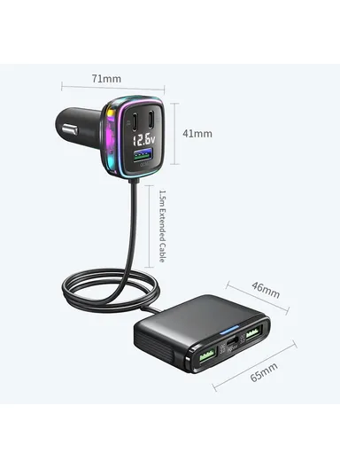 Cable Cigarette Lighter Splitter Car Charger Adapter with Multiple Type-C USB Outputs GC05 