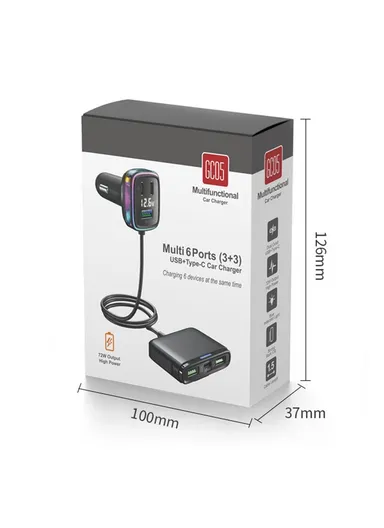 Cable Cigarette Lighter Splitter Car Charger Adapter with Multiple Type-C USB Outputs GC05 