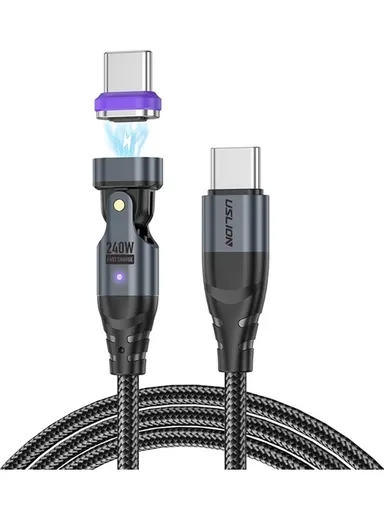 1m 240W 180-Degree Rotatable Connector Data Cable Magnetic Charging Cable US0203 - USB-C To USB-C