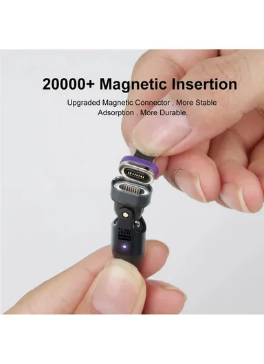 1m 240W 180-Degree Rotatable Connector Data Cable Magnetic Charging Cable US0203 - USB-C To USB-C