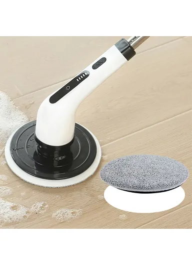 2000mAh Long Handle Electric Spin Brush Cordless Shower Scrubber with 9 Replacement Heads - White