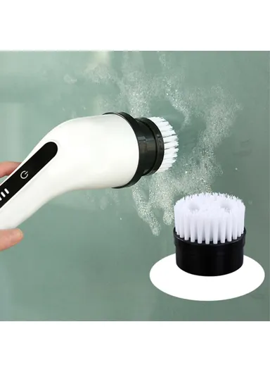 2000mAh Long Handle Electric Spin Brush Cordless Shower Scrubber with 9 Replacement Heads - White