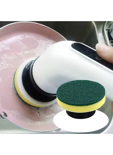 2000mAh Long Handle Electric Spin Brush Cordless Shower Scrubber with 9 Replacement Heads - White